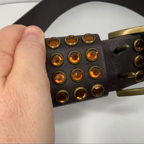 Betsy Johnson leather embellished belt. - Picture 3 of 8